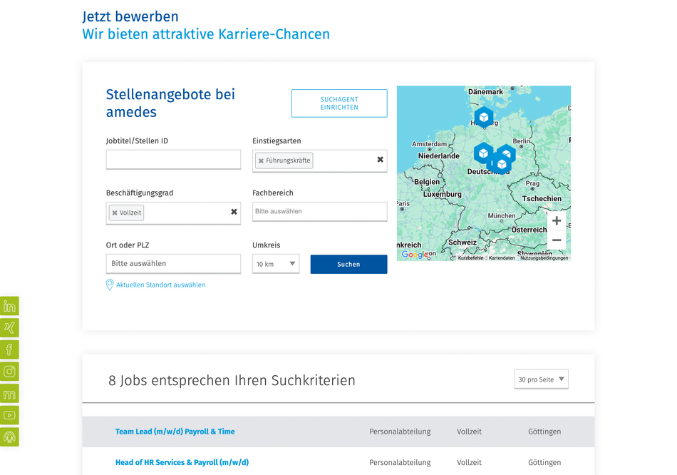 amedes Group Karriereportal Screenshot