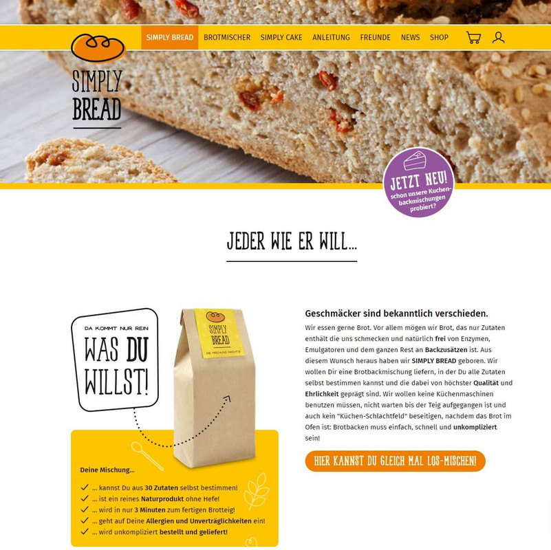 Simply Bread Website Screenshot